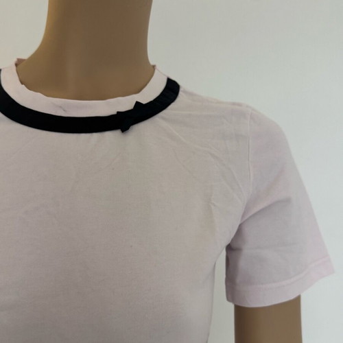 Schumacher pink mako blouse with bow detail at neck small short sleeve new