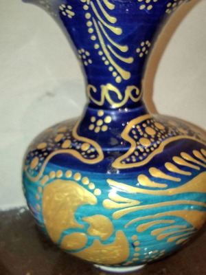 Handmade vase new, hand-painted, height 14 cm