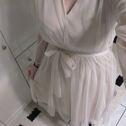 Midi tulle dress like new, beige, size M