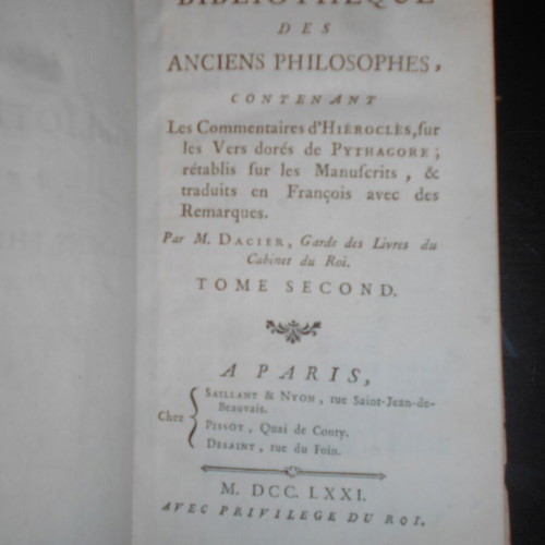 Ierokles Alexandrinos Commentary on Pythagoras' Golden Verses used book