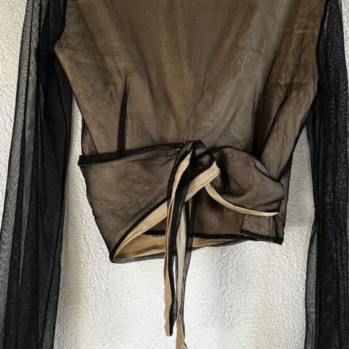 Crop top with transparent lining, wrap design, size S/M, made in Italy