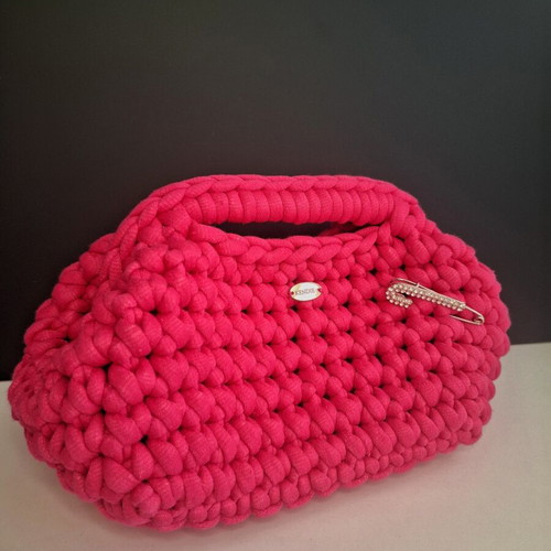 Handmade bag new, pink textile yarn