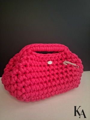 Handmade bag new, pink textile yarn