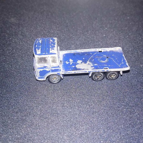 Majorette Saviem used blue flatbed truck