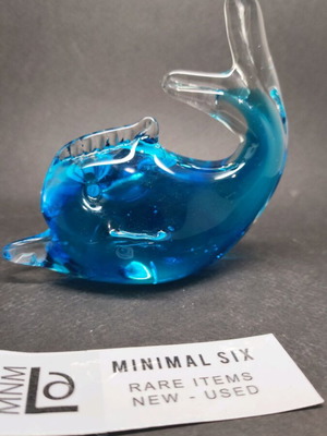 Glass dolphin sculpture used, Murano style paperweight