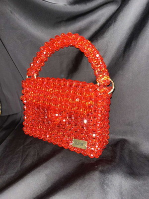 Handmade beaded bag red, new, handheld