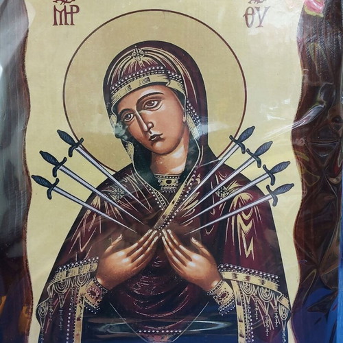 Panagia the Eptaspathi wooden icon new 30x26 cm