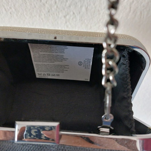 Evening shoulder bag two-tone new with chain and snakeprint texture
