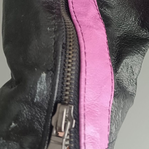 LIST genuine leather biker jacket color block M 46