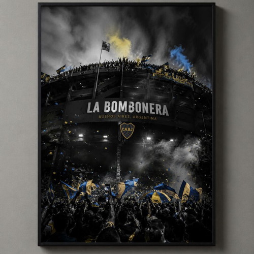 La Bombonera framed print Boca Juniors official replica, new 30x40cm