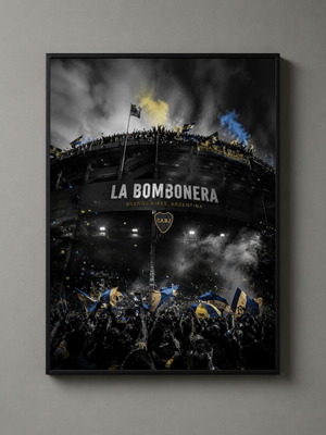 La Bombonera framed print Boca Juniors official replica, new 30x40cm