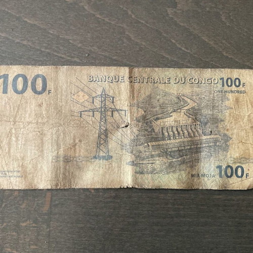 100 Congolese Franc Banknote used, Central Bank of Congo