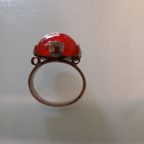 Ring silver amber vintage used