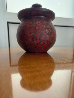Vintage ceramic jar with lid rustic style like new