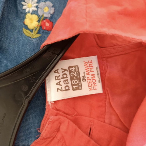 Zara coral dress with ruffle detail at neckline 18-24 months like new