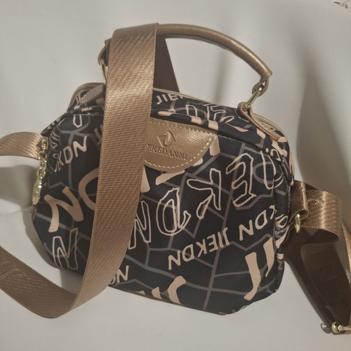 Women's crossbody bag like new, fabric, black and beige