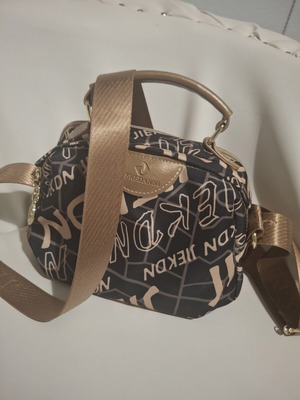 Women's crossbody bag like new, fabric, black and beige