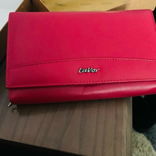 Lavor leather wallet new, large size, red color