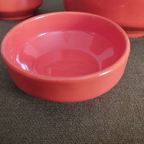 Vintage ceramic serving set 5 pieces coral retro 70s used