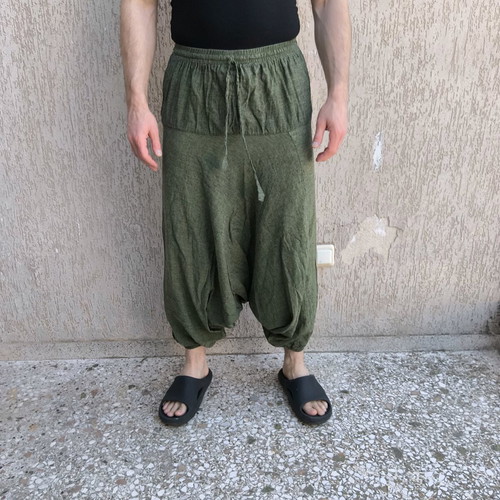 Harem pants Large Crop Circle 100% cotton like new, green