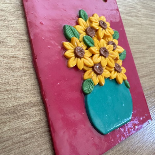 Flowers and vases wall decor like new, handmade from polymer clay