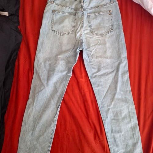 Madewell jeans used with floral detail, light blue wash