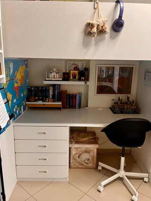 IKEA SMÅSTAD loft bed with desk, drawers and shelves, used