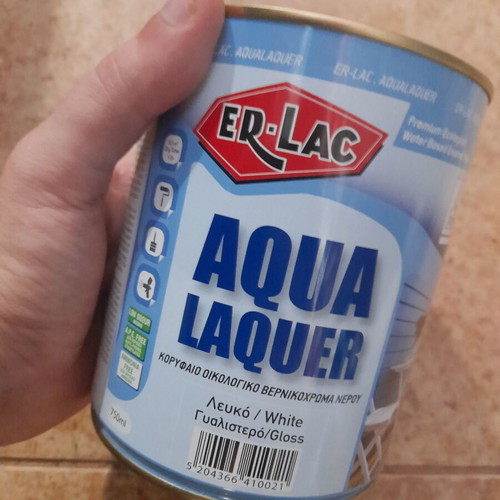 ER-LAC AQUALAQUER water-based varnish gloss white 0.75lt new