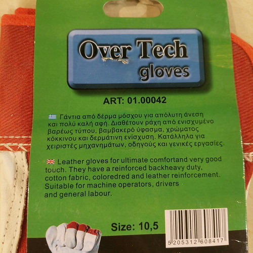 Over Tech work gloves new, cow leather, size 10.5