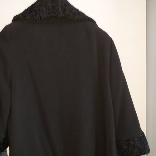 Angelo black wool coat used, size XL, astrakhan fur collar