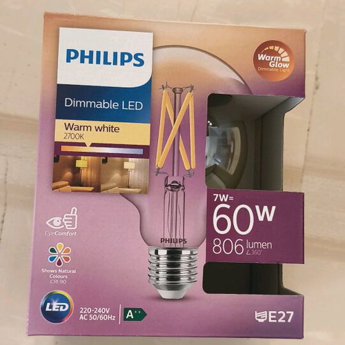 Philips dimmable led 2700K E27 7W new, pack of 5