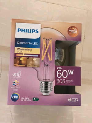 Philips dimmable led 2700K E27 7W new, pack of 5