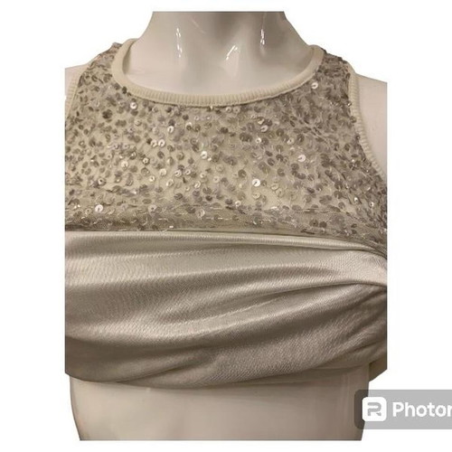 RoseM Women's Top Medium with Sequins White Silver like new