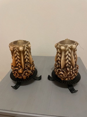 Decorative iron bases with vintage candles 15x10 cm new