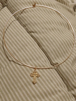 Handmade choker necklace with gold cross new
