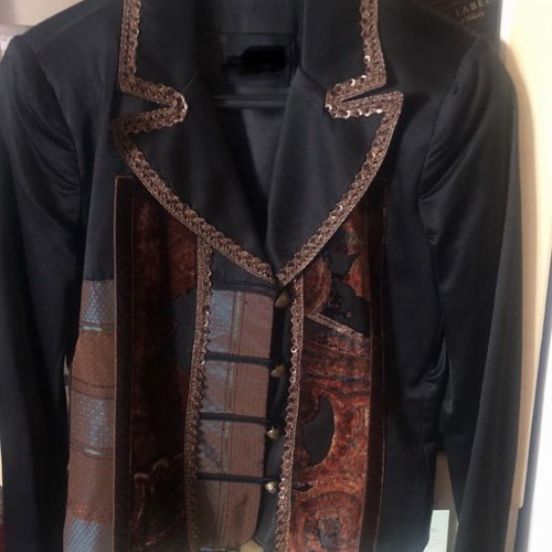 Evening satin jacket Italian new, size S 36 8, black