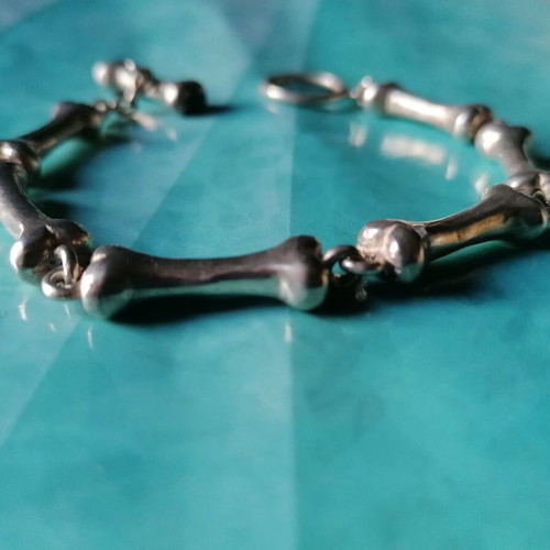 Silver 925 bracelet new with bones, gothic style