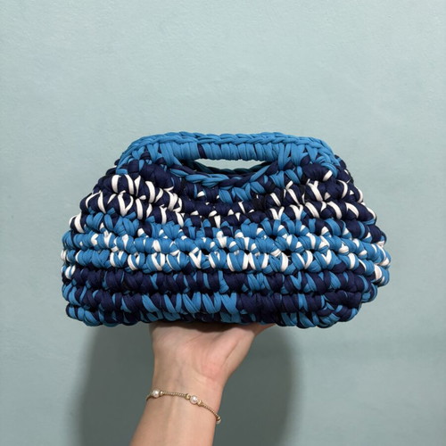Crochet Clutch Bag handmade, new, white and blue
