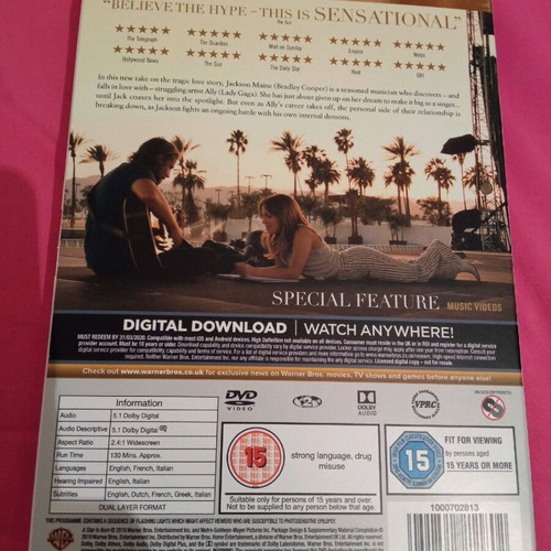 A Star Is Born DVD like new, adventure romance biography, subbed