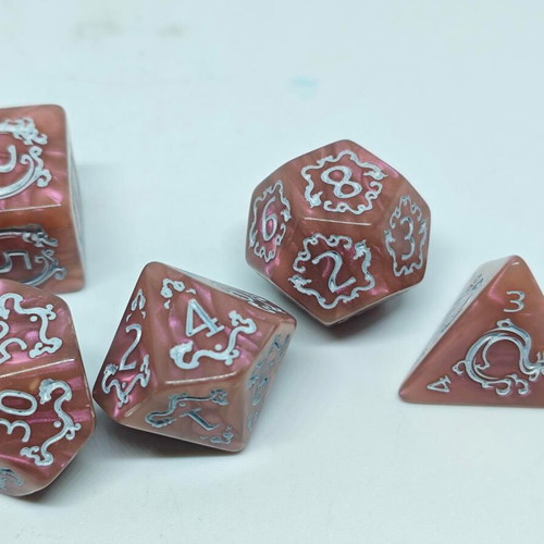 Dragon’s Breath RPG dice set like new with pearly finish