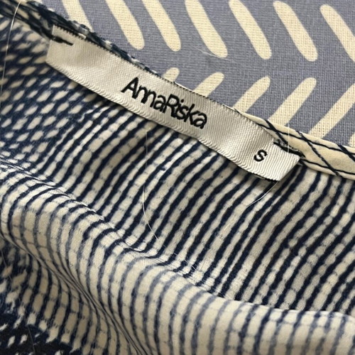 Anna Riska Crossover Blouse like new, long sleeve, white and blue