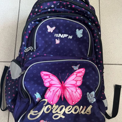 School backpack for girls used, large with many pockets