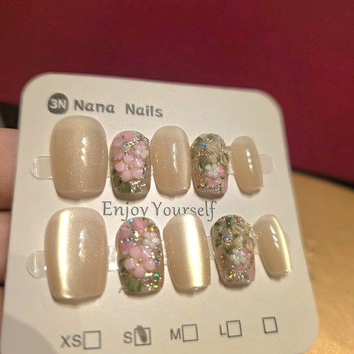 Press on nails handmade double layered acrylic cat eye