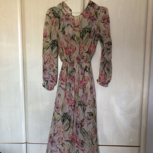 knee length dresses for ladies ZARA FLORAL PRINTED VELVET LIMITED MIDI DRESS Size M Medium MOST WANTE –  Afashionistastore main image 1
