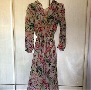 Zara floral φόρεμα midi