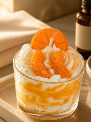Handmade soy scented candle with orange aroma