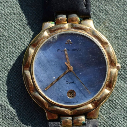 Maurice Lacroix watch used, vintage 70s, blue
