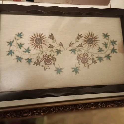 Handmade tray with embroidery used from 1930