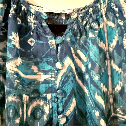 Boho shirt Zara like new, white and blue