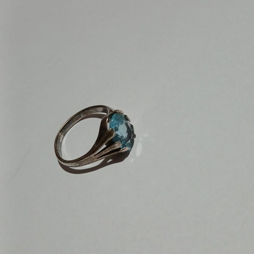 Silver ring 925 with natural blue topaz stone like new
